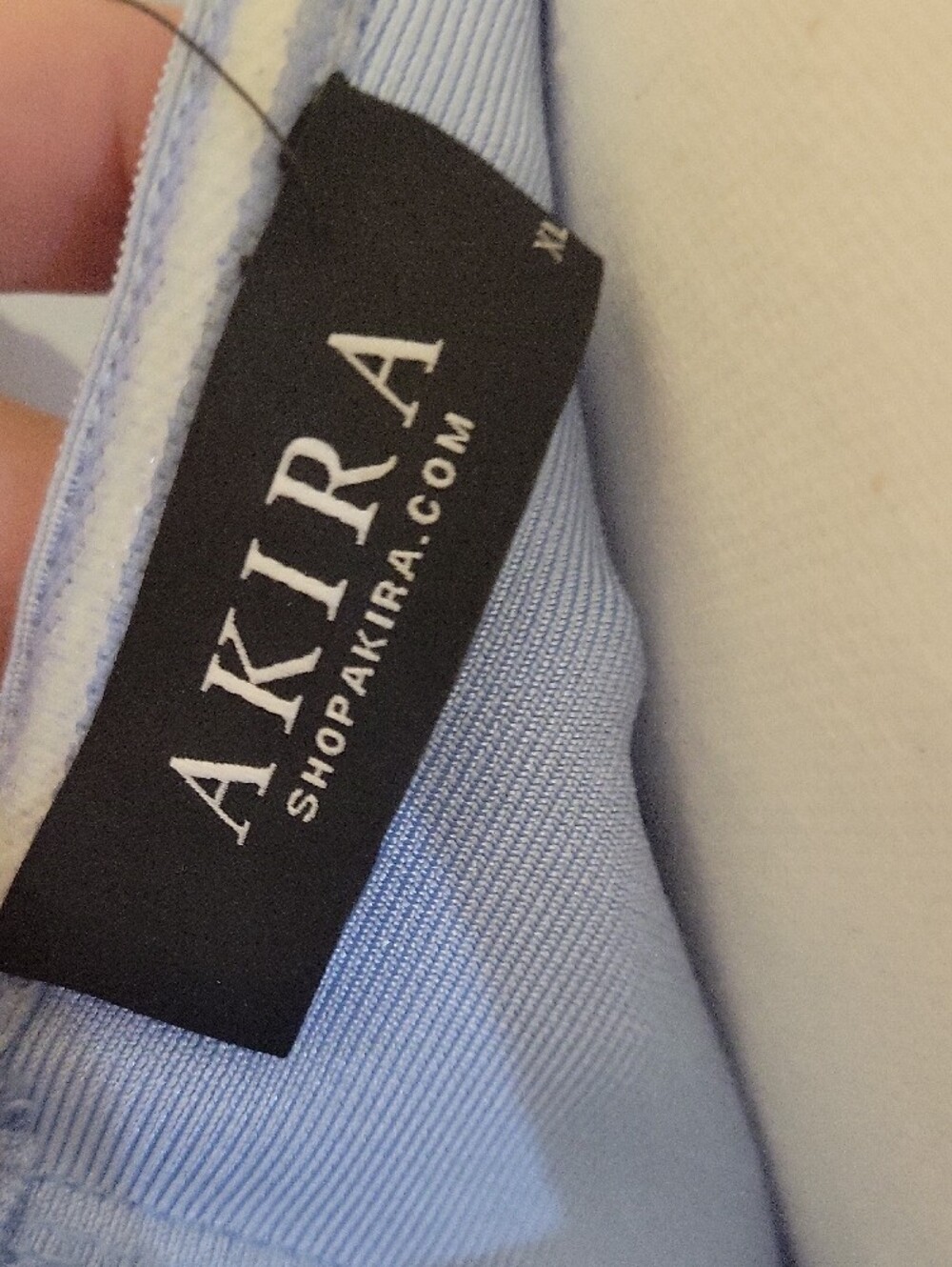Akira Strapless Light Blue Ruffle Sheath Dress - Picture 6 of 7